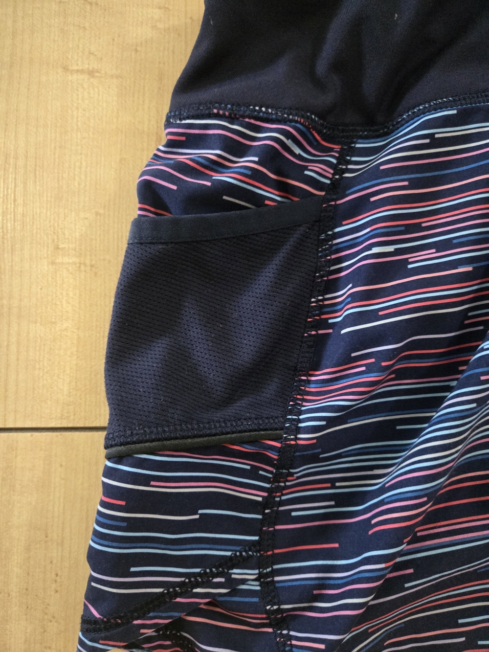 Athleta Shorts with Navy & Multicolor Stripe Print - Picture 4 of 5